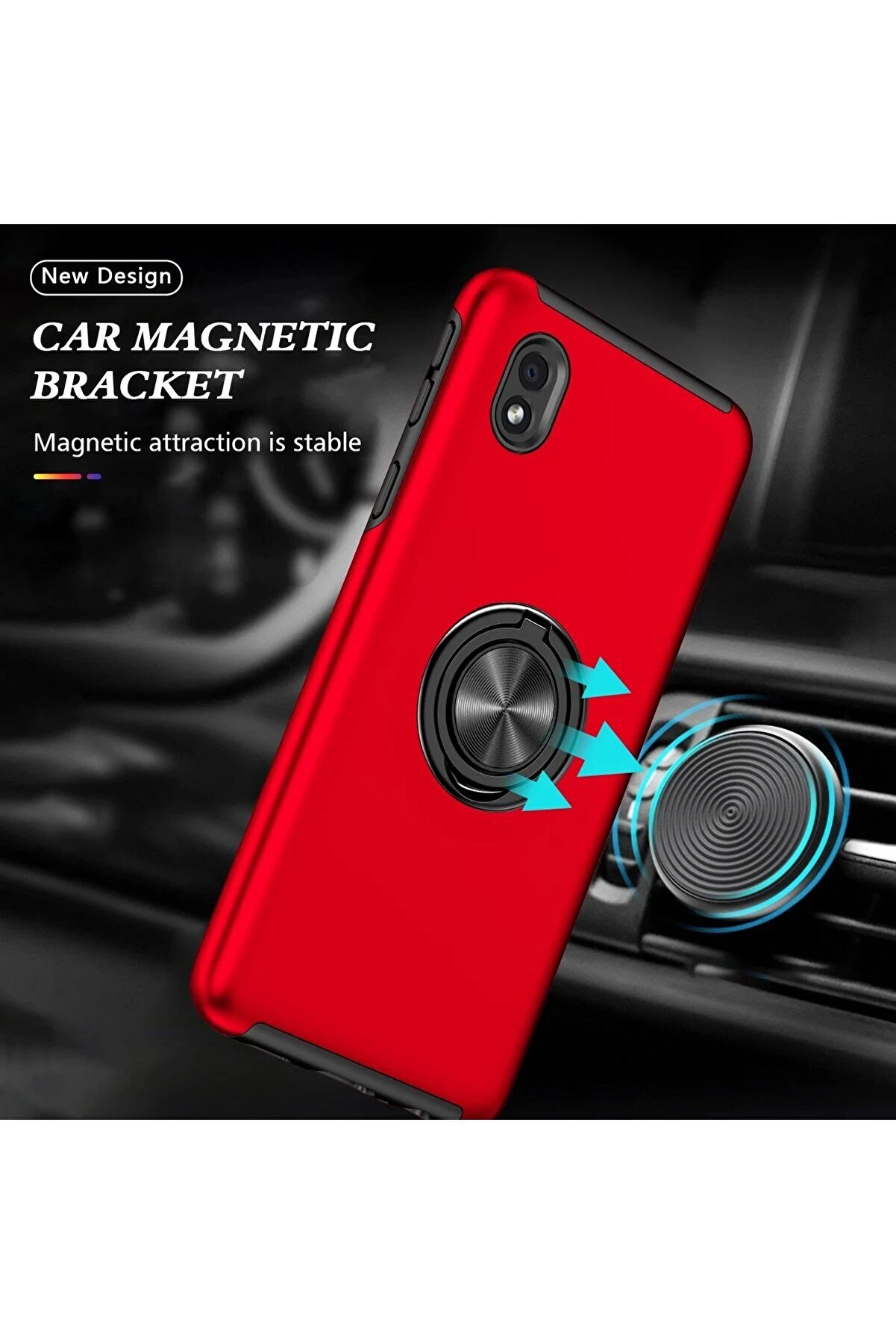 Samsung Galaxy A01 Core Kılıf Eli̇t Yüzüklü Kapak - Kırmızı - Dropx8775-8322