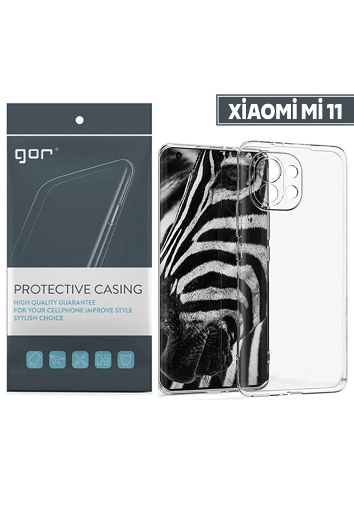 mrpurple GOR Xiaomi Mi 11 Kılıf Kamera Korumalı Şeffaf Silikon Kılıf-(5775)