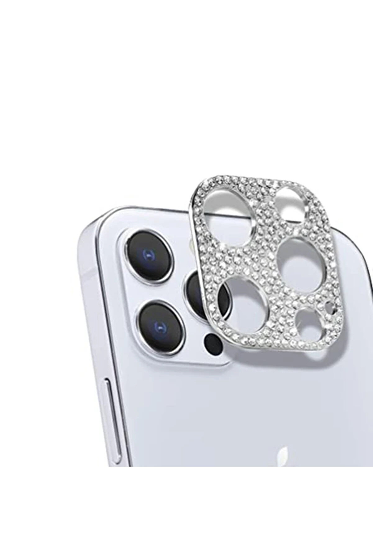 Ally İphone 12 Pro Max Kamera Koruyucu Lens Di̇amond Taş İşlemeli̇-(1903) - Ogz3653-2430