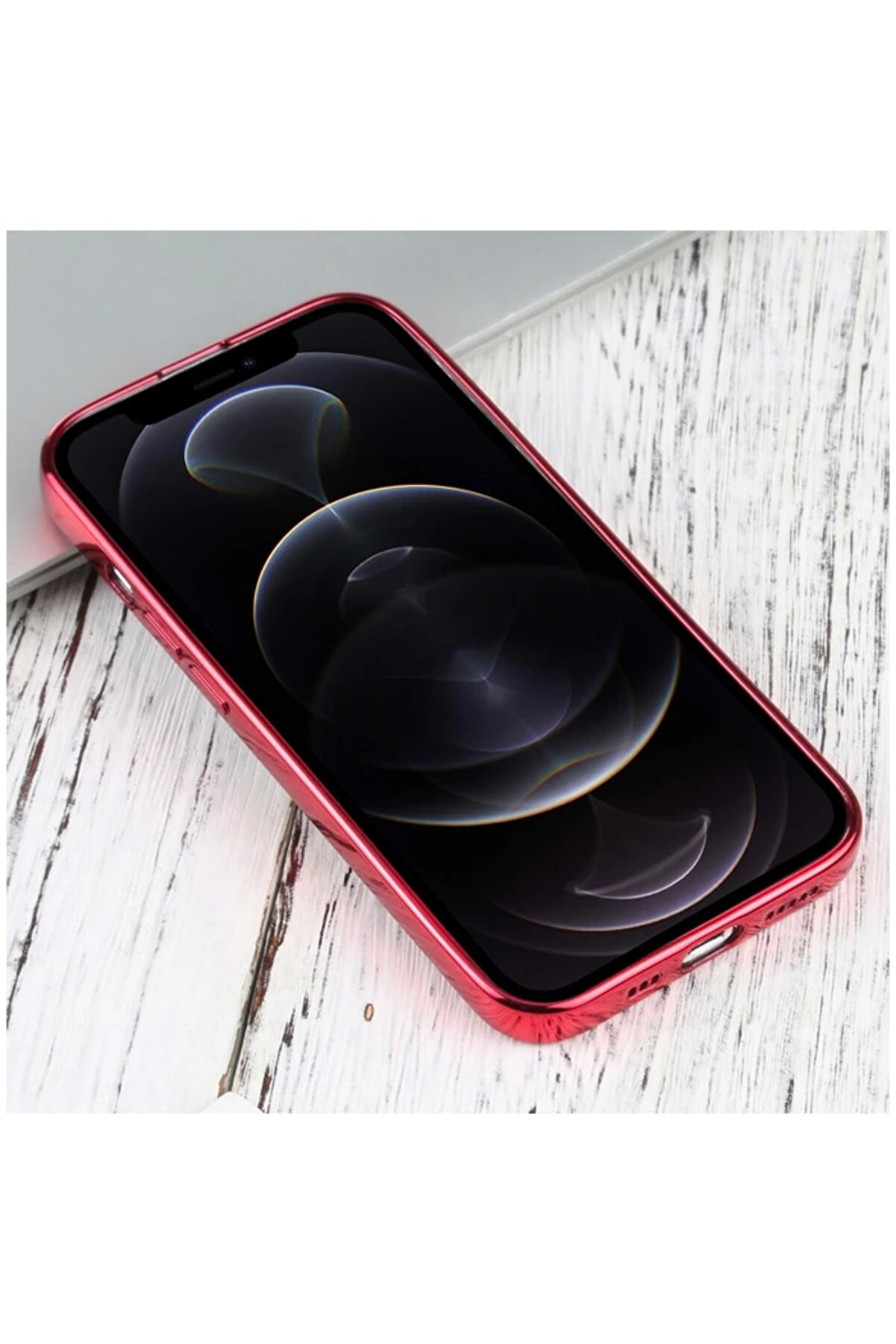 İphone 13 Pro Max 6.7İnç Lazer Kaplama Renkli̇ Kenar Şeffaf Kılıf-(1903) - Dropx8237-7562