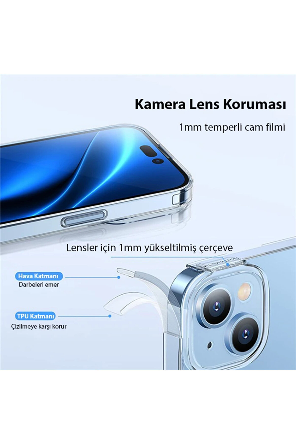 Si̇mple Case İphone 14 6.1 Kamera Korumalı İnce Si̇li̇kon Şeffaf Kılıf-(1903) - Dropx9590-9174