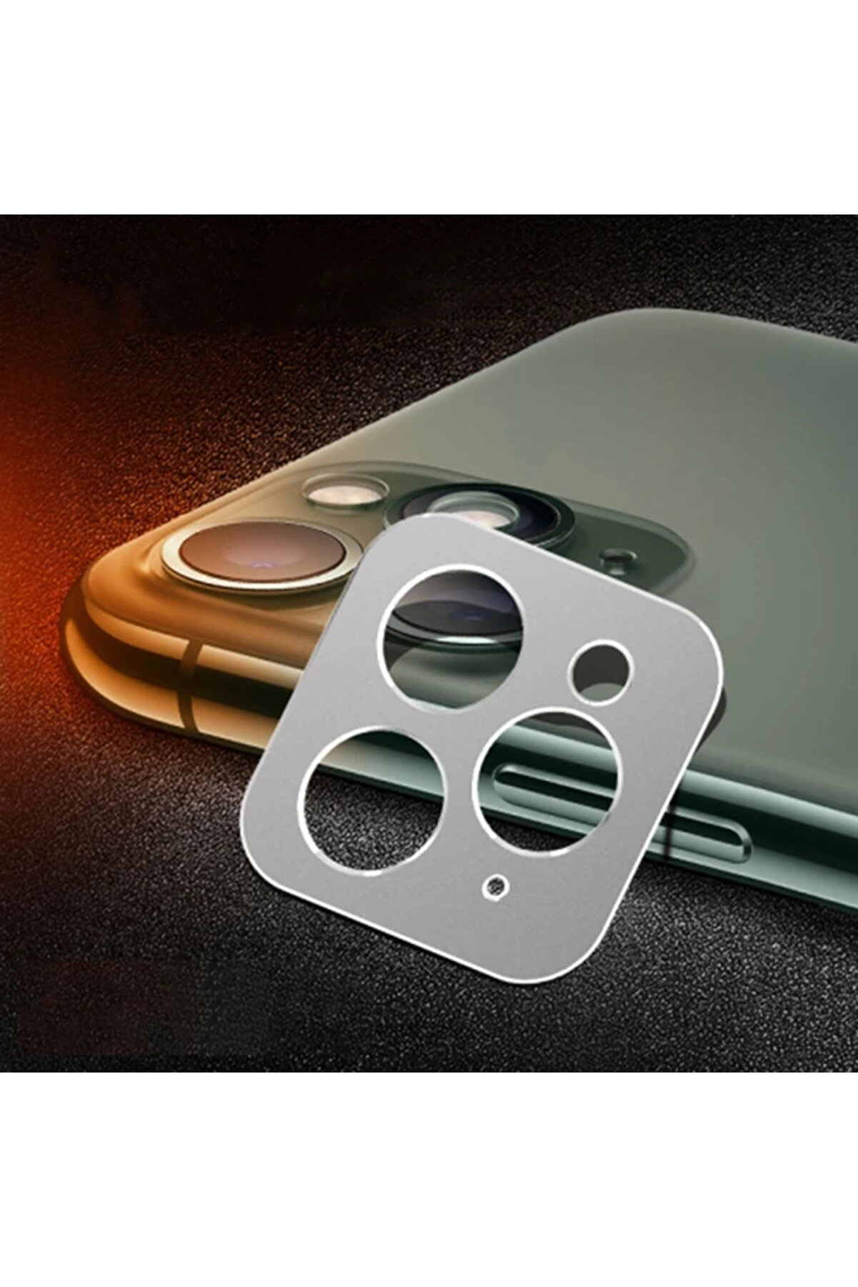 İphone 11 Pro -11 Pro Max 3D Metal Kamera Koruyucu Metal Lens-(1903) - Dropx3476-3512