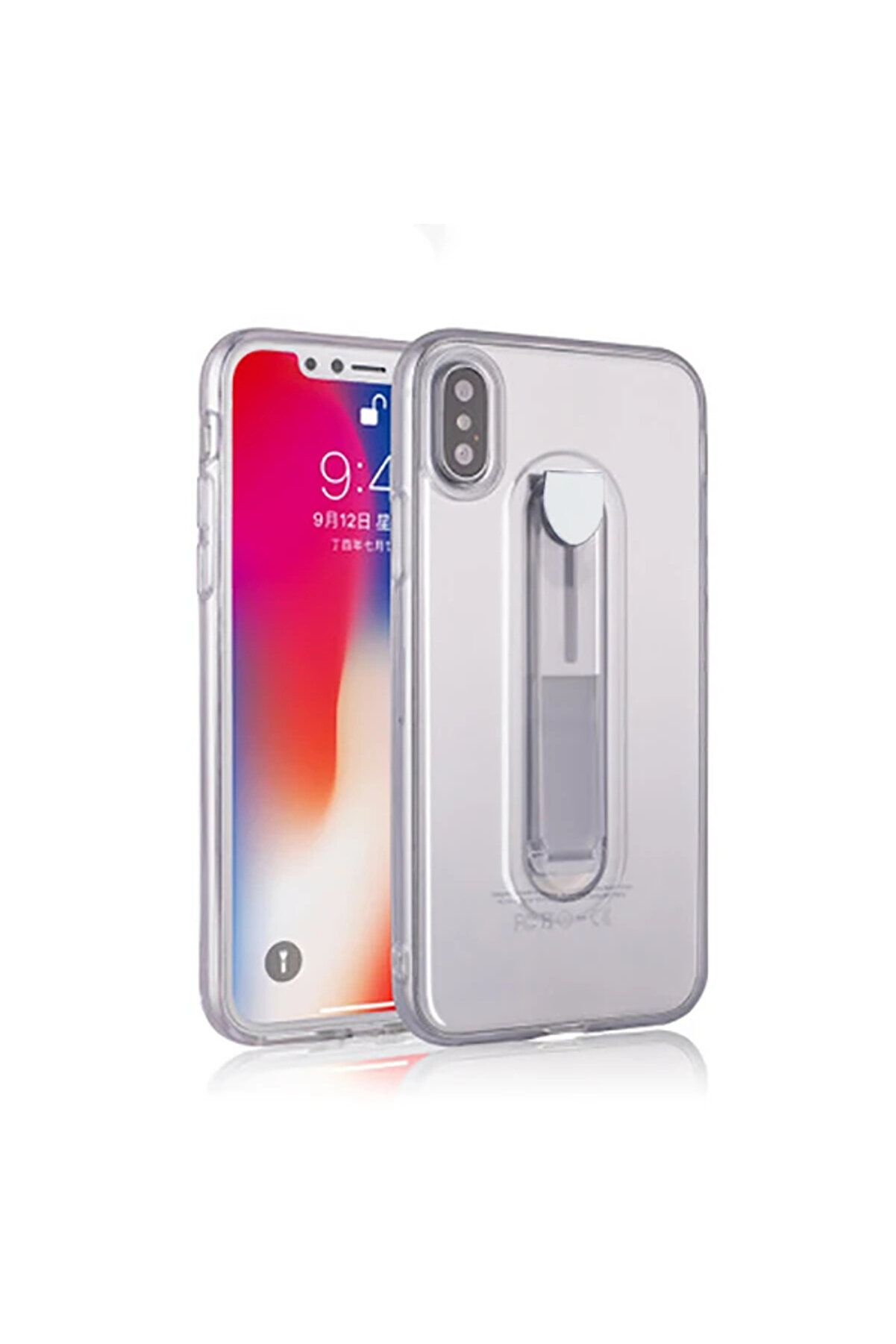 İphone X Xs Selfi̇e Yüzüklü Şeffaf Si̇li̇kon Kılıf-(5775) - Gms2035-4651