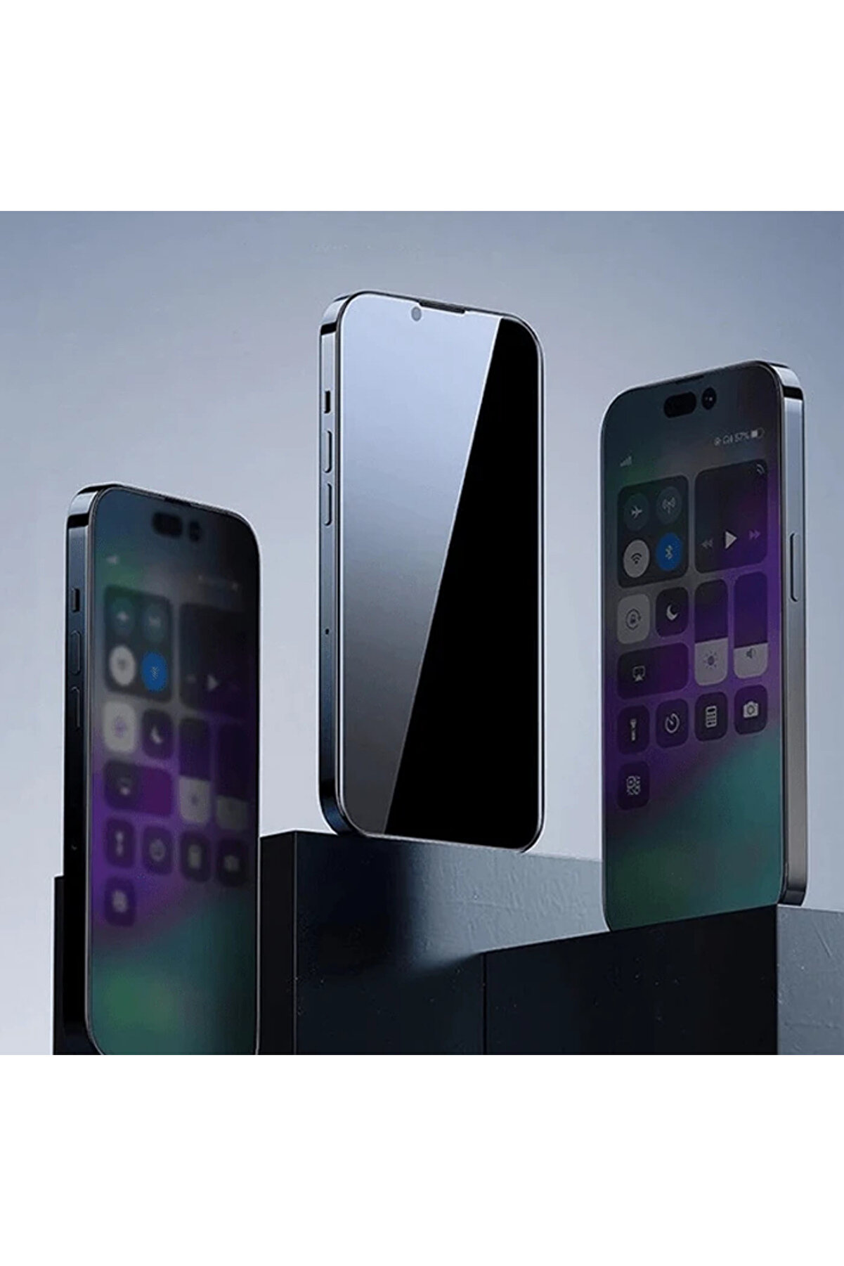 Crystal İphone 15 Pro Pri̇vacy Full Koruma Tempered Cam Ekran Koruyucu-(5775) - Gms7188-2569