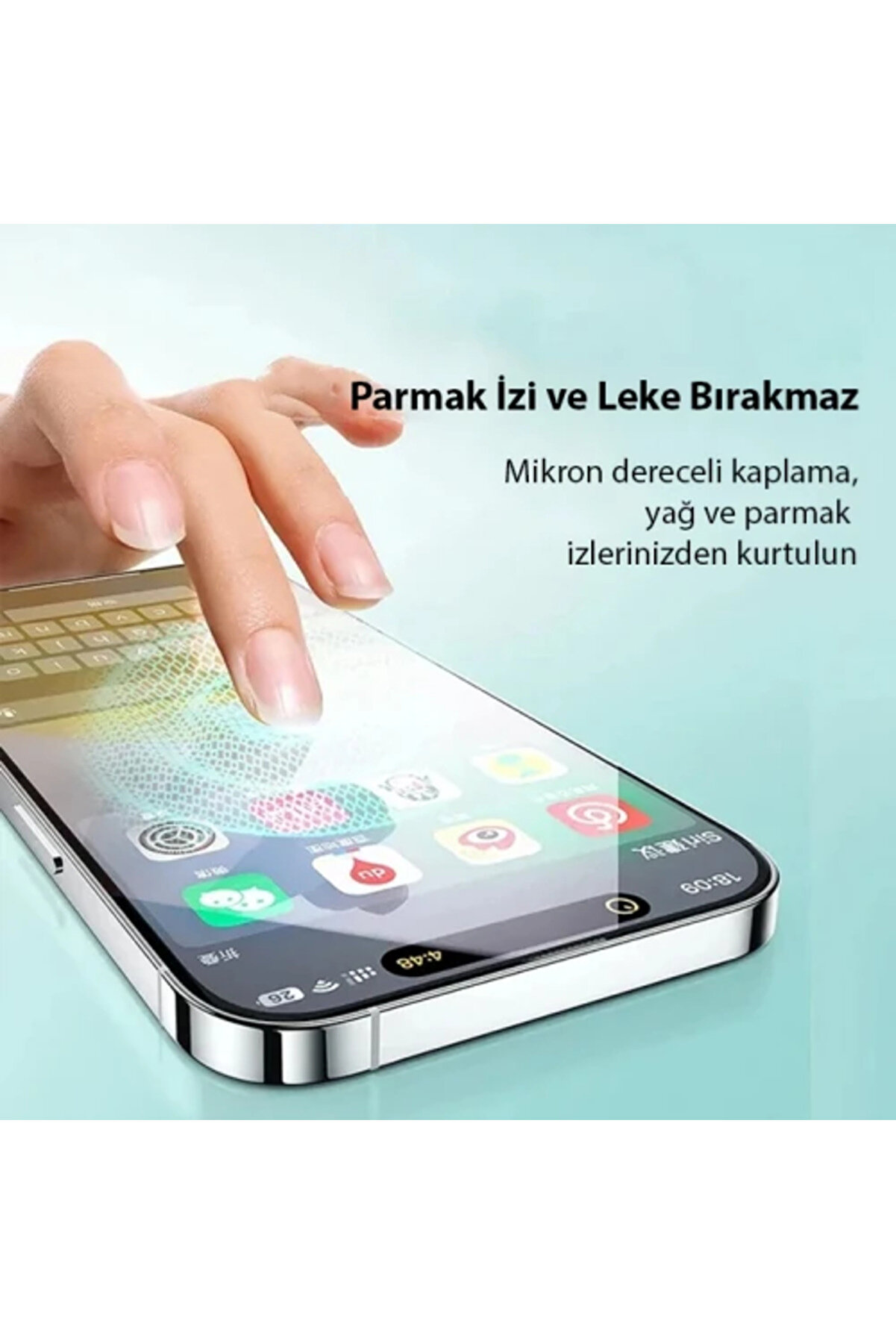 Crystal İphone 15 Full Koruma Eye-Protecti̇on Tempered Cam Ekran Koruyucu-(1903) - Dropx5534-1384