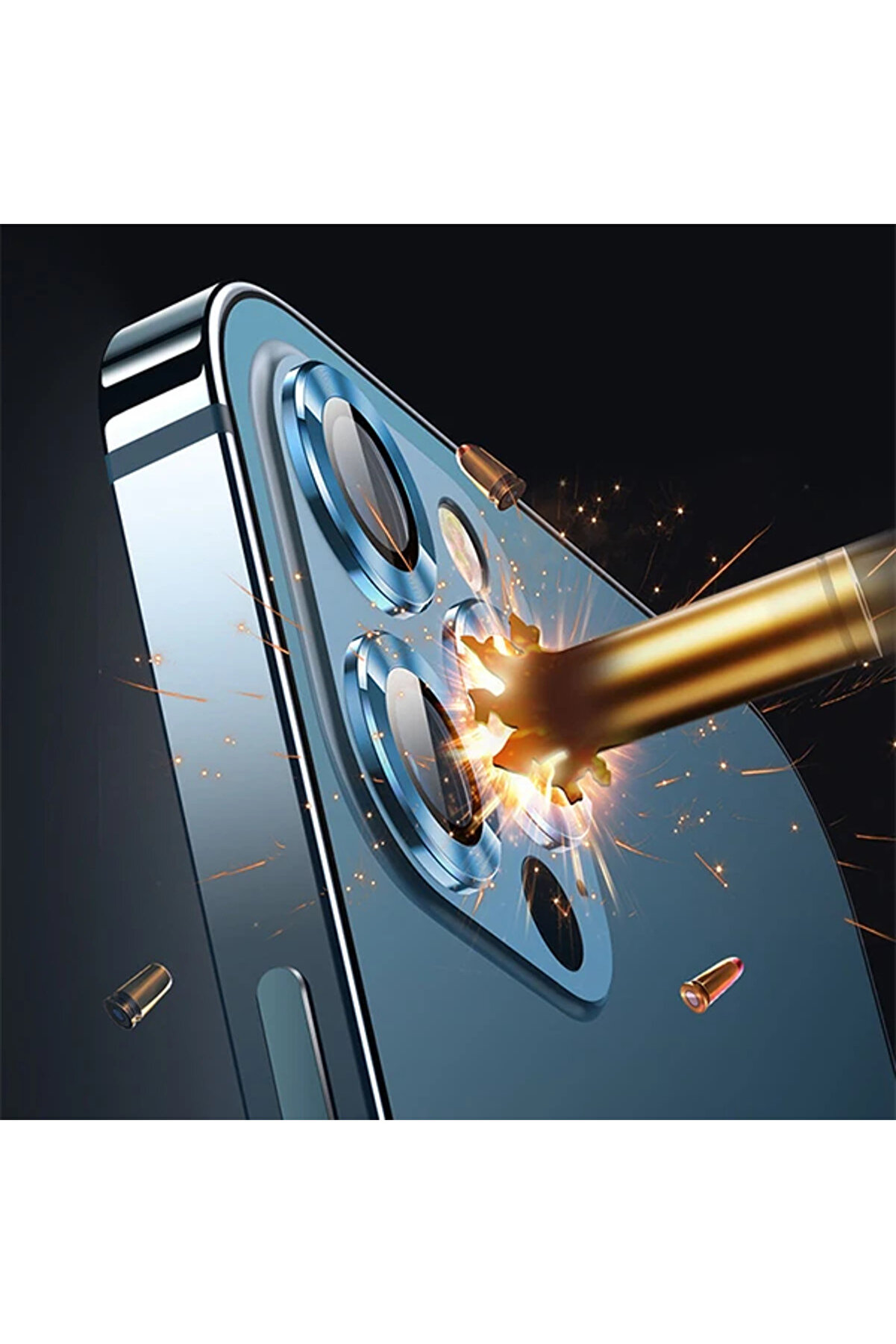 Usams İphone 12 - 12 Mi̇ni̇ 3D Metal Çerçeveli̇ Kamera Lens Koruyucu-(1903) - Dropx4089-5142