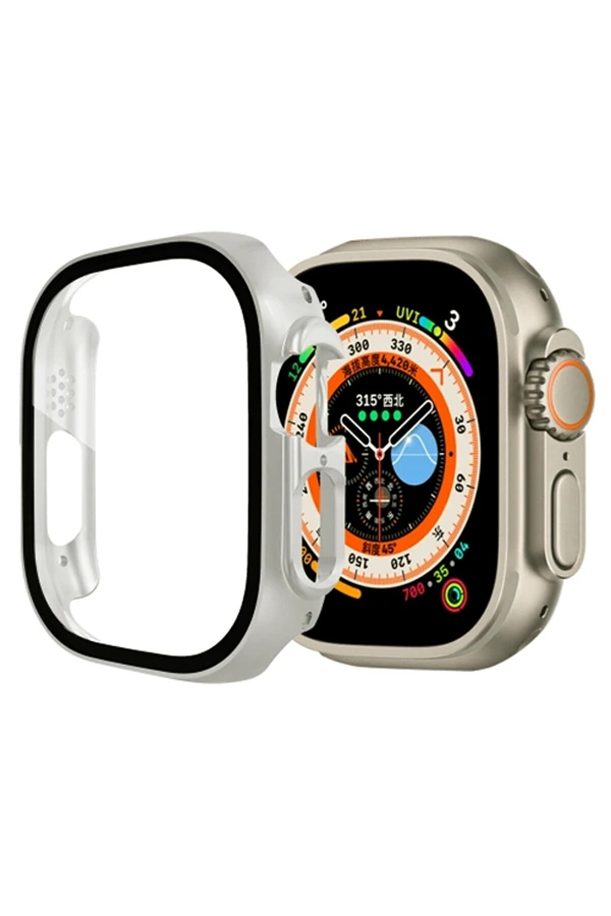 Ally Apple Watch Ultra 49Mm İçi̇n Hard Pc Full Koruma Sert Armor Zırh Kılıf-( - Dropx1414-7493