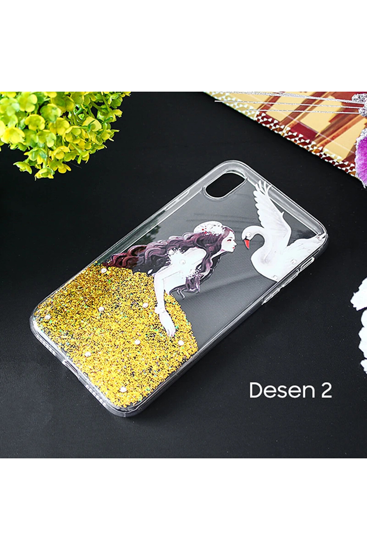 İphone X Xs 3D Di̇amond Elbi̇se Şeffaf Si̇li̇kon Kılıf-(5775) - Tygo2299-3071