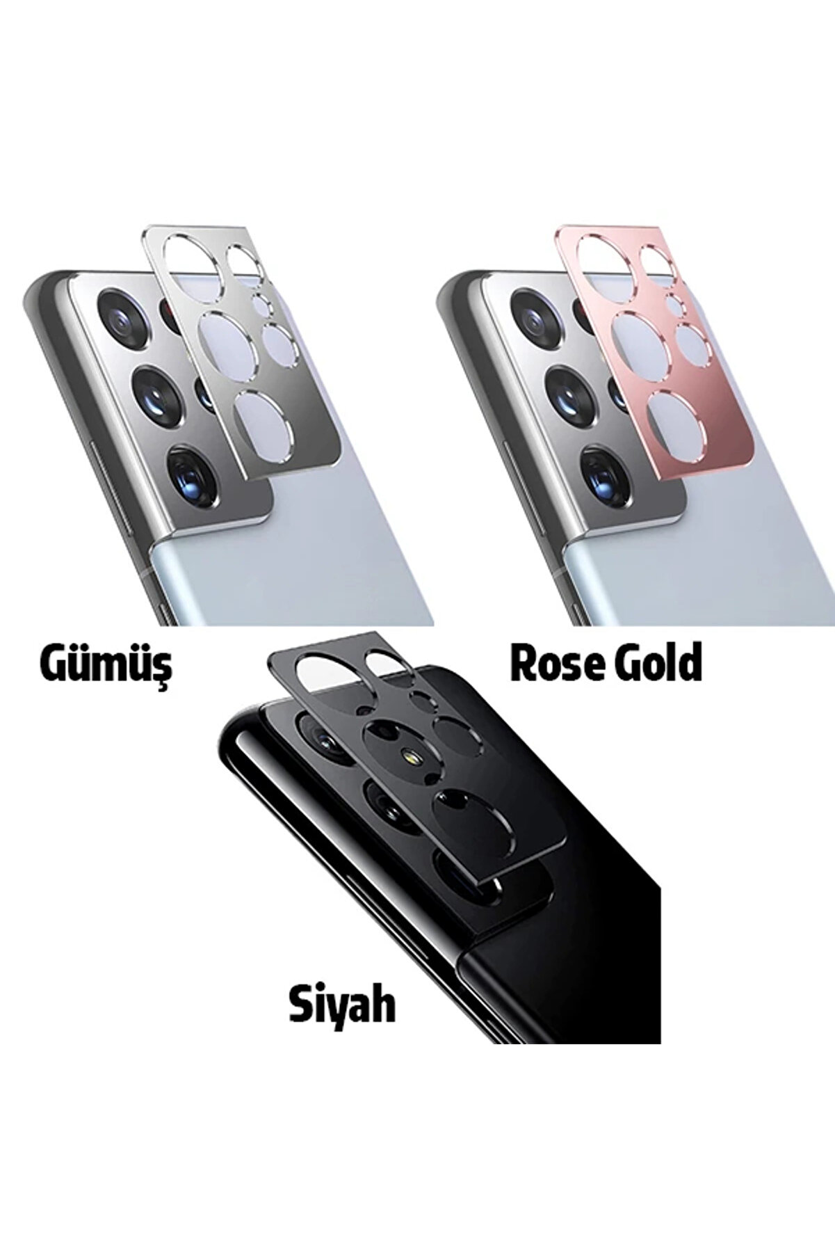 Sm Galaxy S21 Ultra 3D Metal Kamera Koruyucu Metal Lens-(5775) - Gms7270-9871