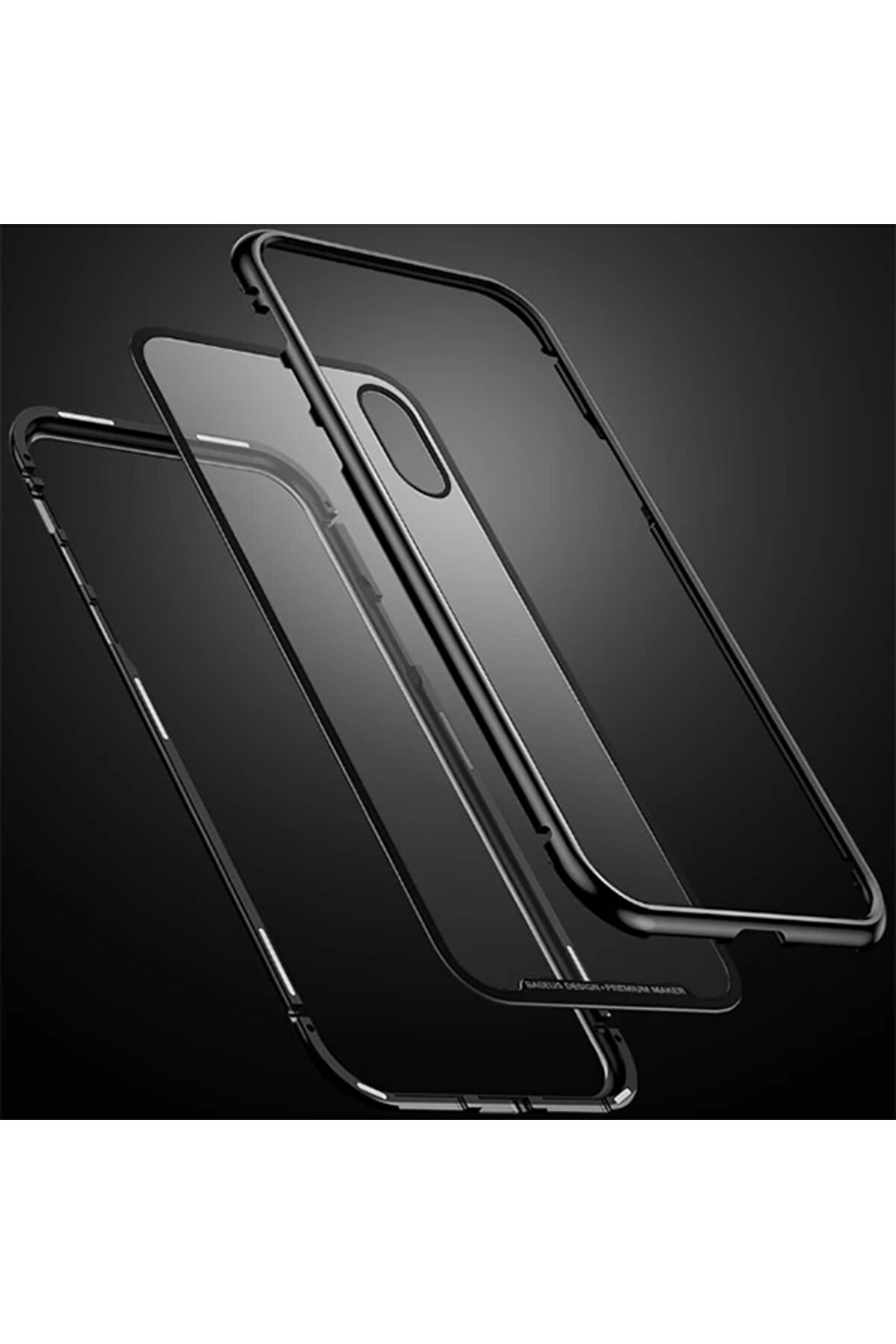 İphone Xs Max Arkası Cam Manyeti̇k Metal Frame Kılıf-(5775) - Gms2296-3287