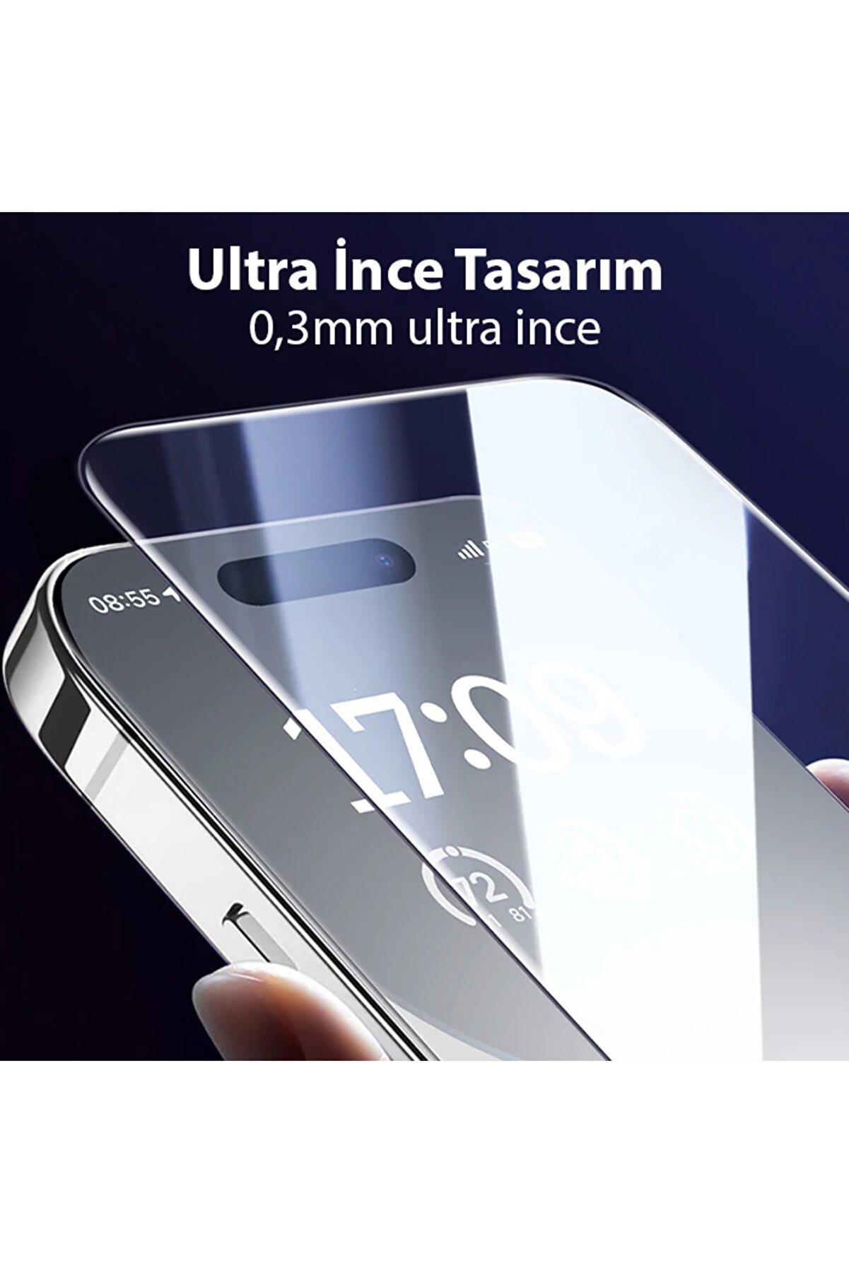 Schott İphone 15 Pro Full Koruma Eye-Protecti̇on Tempered Cam Ekran Koruyucu-(190 - Dropx4597-2703