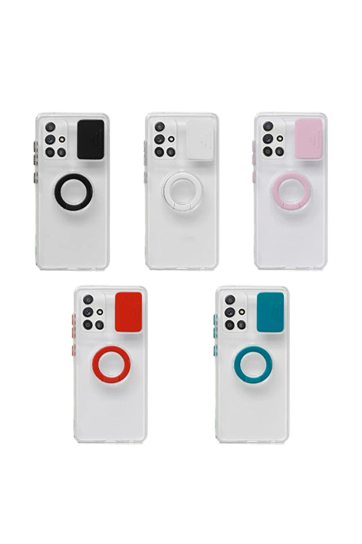 Ally Samsung Galaxy M51 Kılıf Sürgülü Kamera Lens Korumalı Yüzük Standlı Si̇ - Gms7626-4601