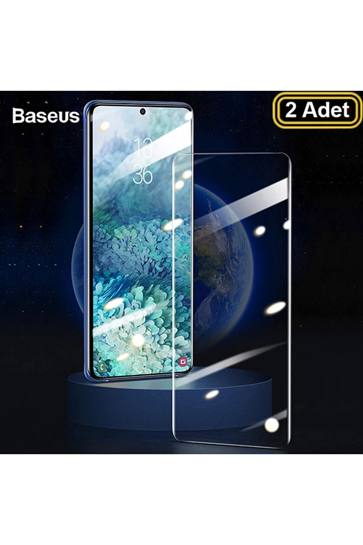 gizmurstore Curved- Galaxy S20 Full Kaplama UV Tempered Cam Koruyucu 2Adet-(5775) - GMS6352-3562