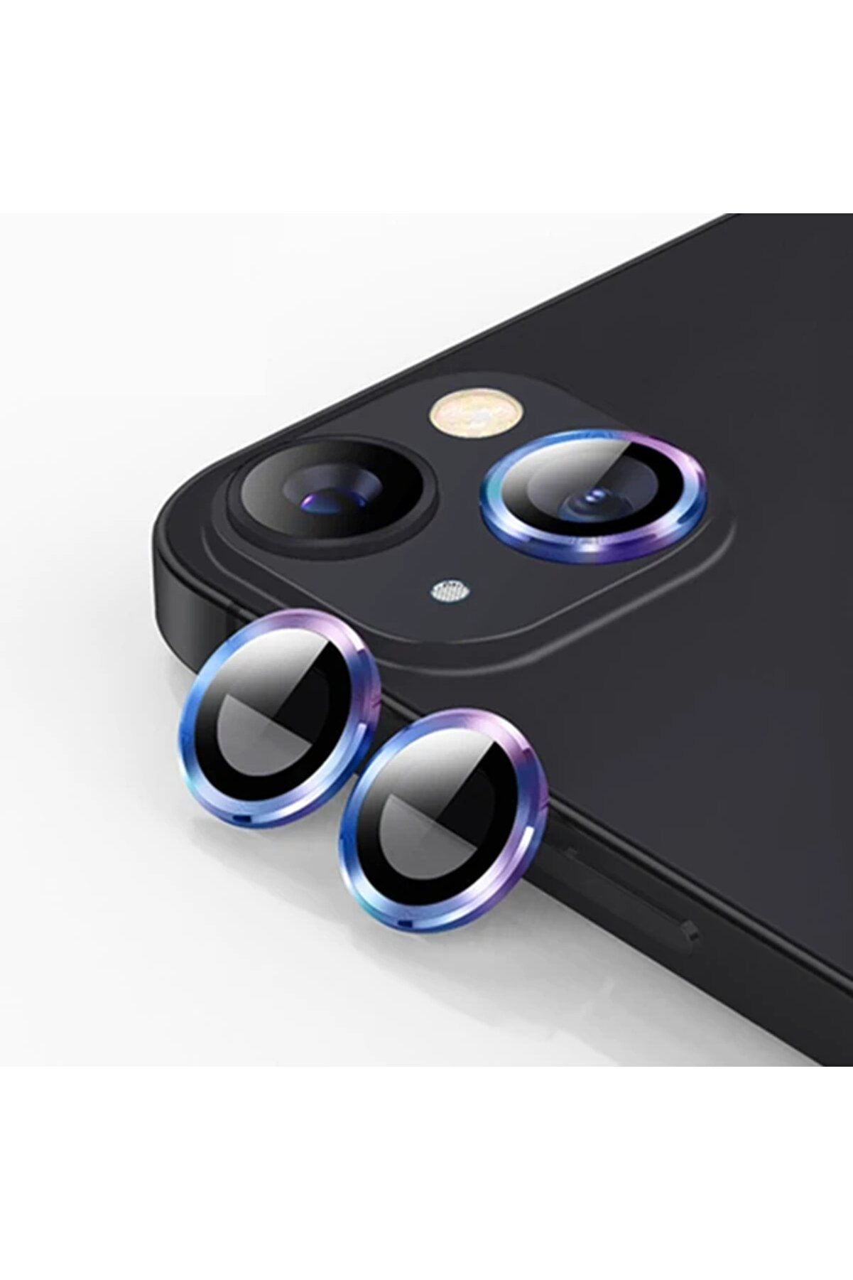 Ally İphone 13 - 13 Mi̇ni̇ 3D Metal Çerçeveli̇ Kamera Lens Koruyucu-(5775) - Gms9474-7402