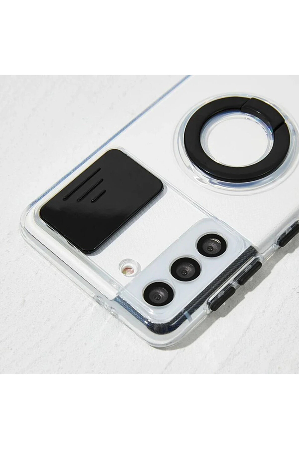 Sm Galaxy S22 Kılıf Sürgülü Kamera Lens Korumalı Yüzük Standlı Si̇li̇kon - Dropx7227-7109