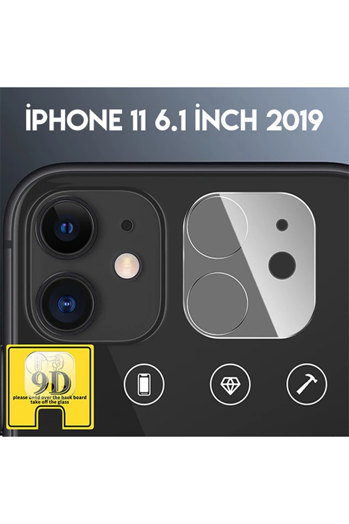 CepteToptan iPhone 11 6.1 full Tempered Kamera Koruyucu Kırılmaz Cam-(1903) - DROPX7416-5343
