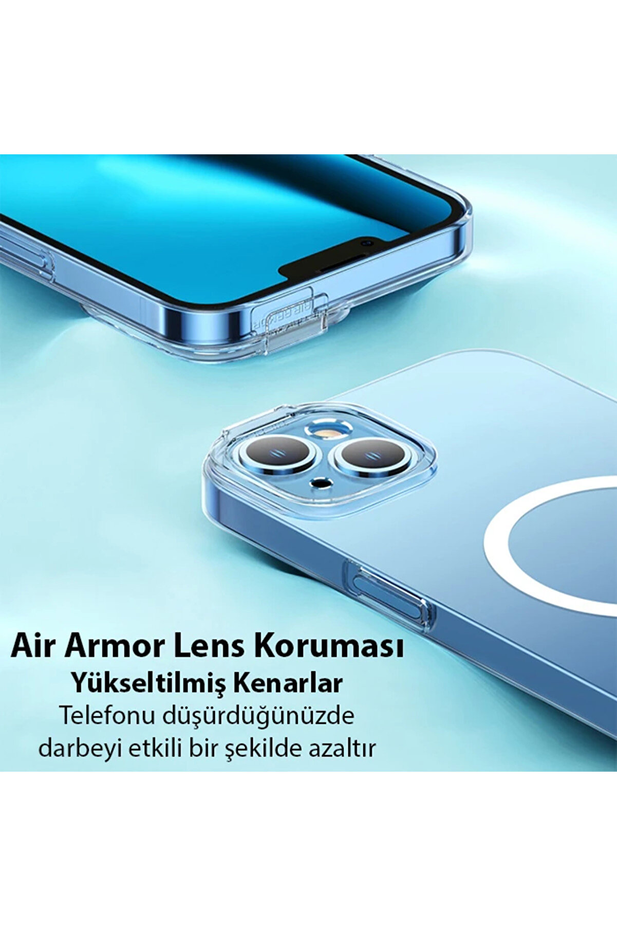 Crystal İphone 14 6.1 Magsafe Si̇li̇kon Kılıf + Tempered Ekran Koruyucu Set-(190 - Dropx7395-4885