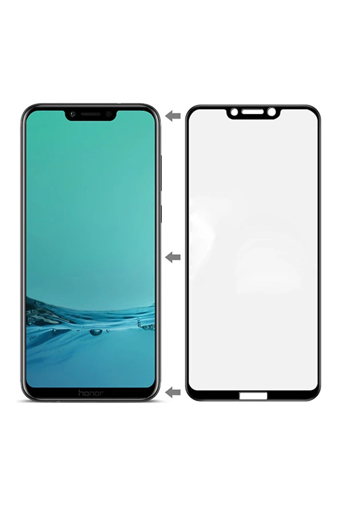 Huawei̇ Honor Play Full Glue Tempered Full Cam Ekran Koruyucu-(1903) - Dropx4485-4321