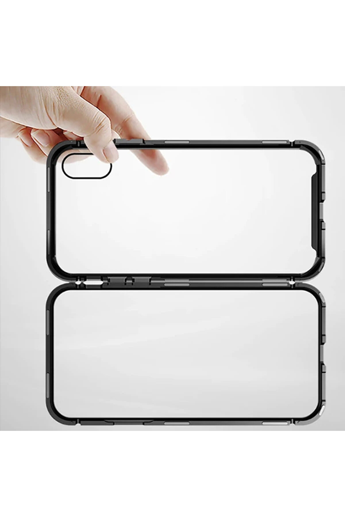 İphone Xs Max Arkası Cam Manyeti̇k Metal Frame Kılıf-(5775) - Gms2296-3287