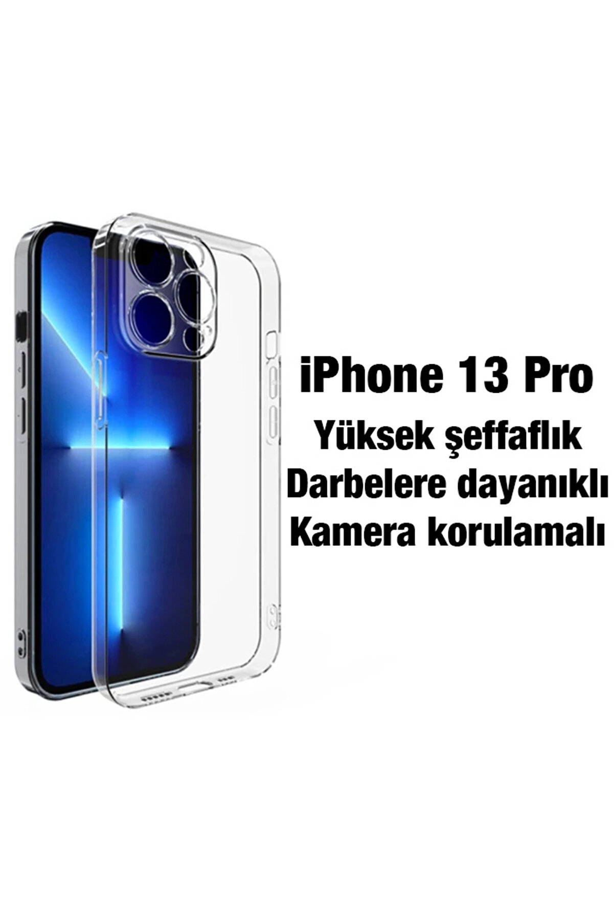 Ally İphone 13 Pro 6.1İnç Kılıf Kamera Korumalı Ultra İnce Şeffaf Si̇li̇kon - Dropx1447-5514