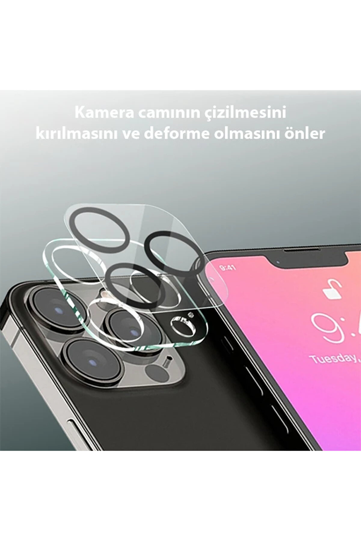 Ally İphone 13 Pro-13 Pro Max 3D Full Tempered Glass Cam Kamera Koruyucu-(5775) - Gms4333-6951