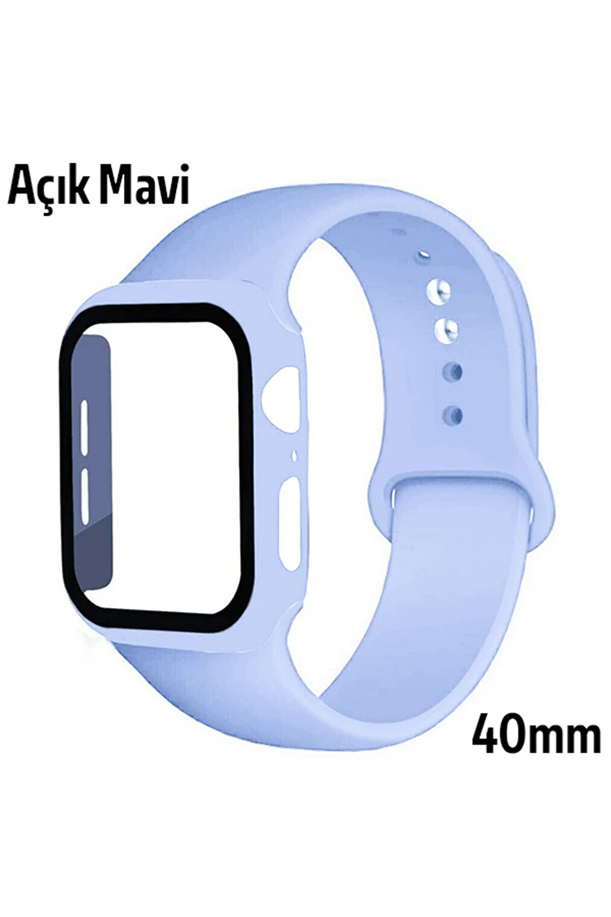 CepteToptan ALLY Apple Watch 4-5-6 40mm Silikon Kordon Kayış ve Ekran Koruyucu Kılıf-(19 - DROPX2490-3869