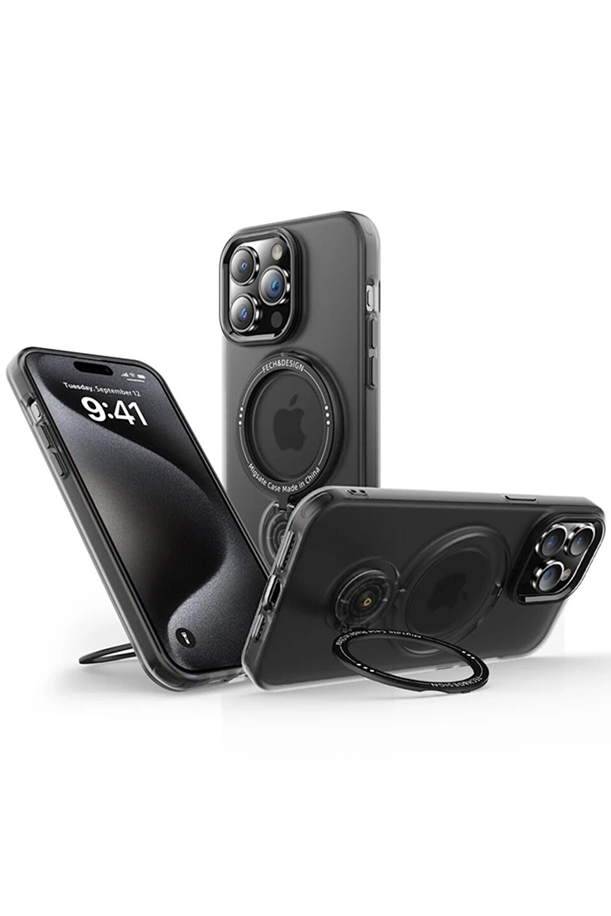 Ally İphone 14 Pro Max İçi̇n Magsafe Uyumlu Standlı Manyeti̇k Si̇li̇kon Kılıf-(5775 - Gms3896-5777