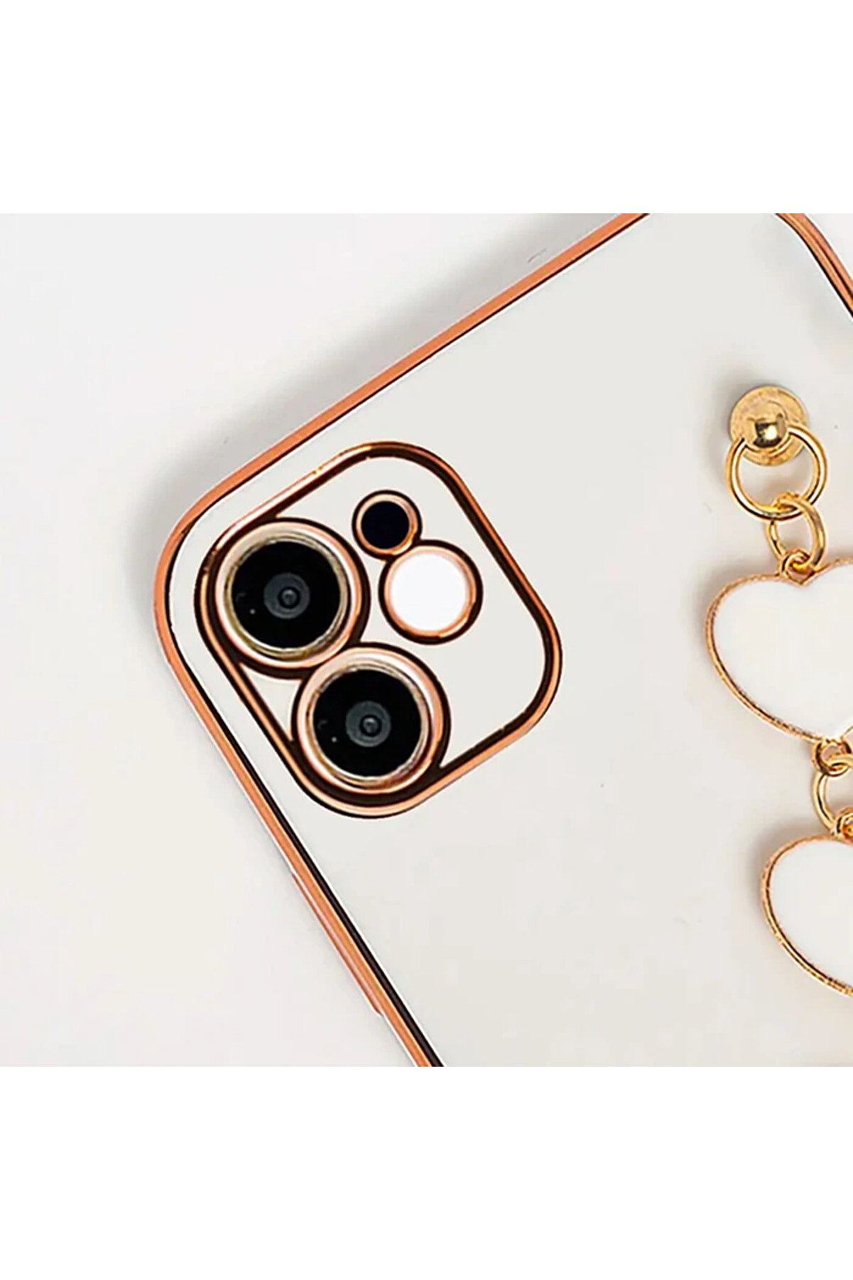 Ally İphone 12 6.1İnç Kılıf Kalp Bi̇lekli̇k Tutuculu Lüx Si̇li̇kon Askılı Kıl - Dropx9633-9258