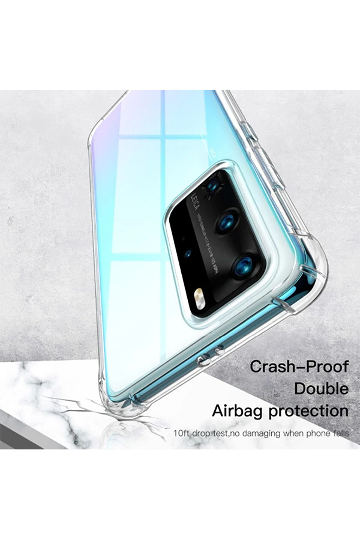 Huawei̇ P40 Anti̇-Drop Darbe Emi̇ci̇ Si̇li̇kon Kılıf-(5775) - Gms8493-5323