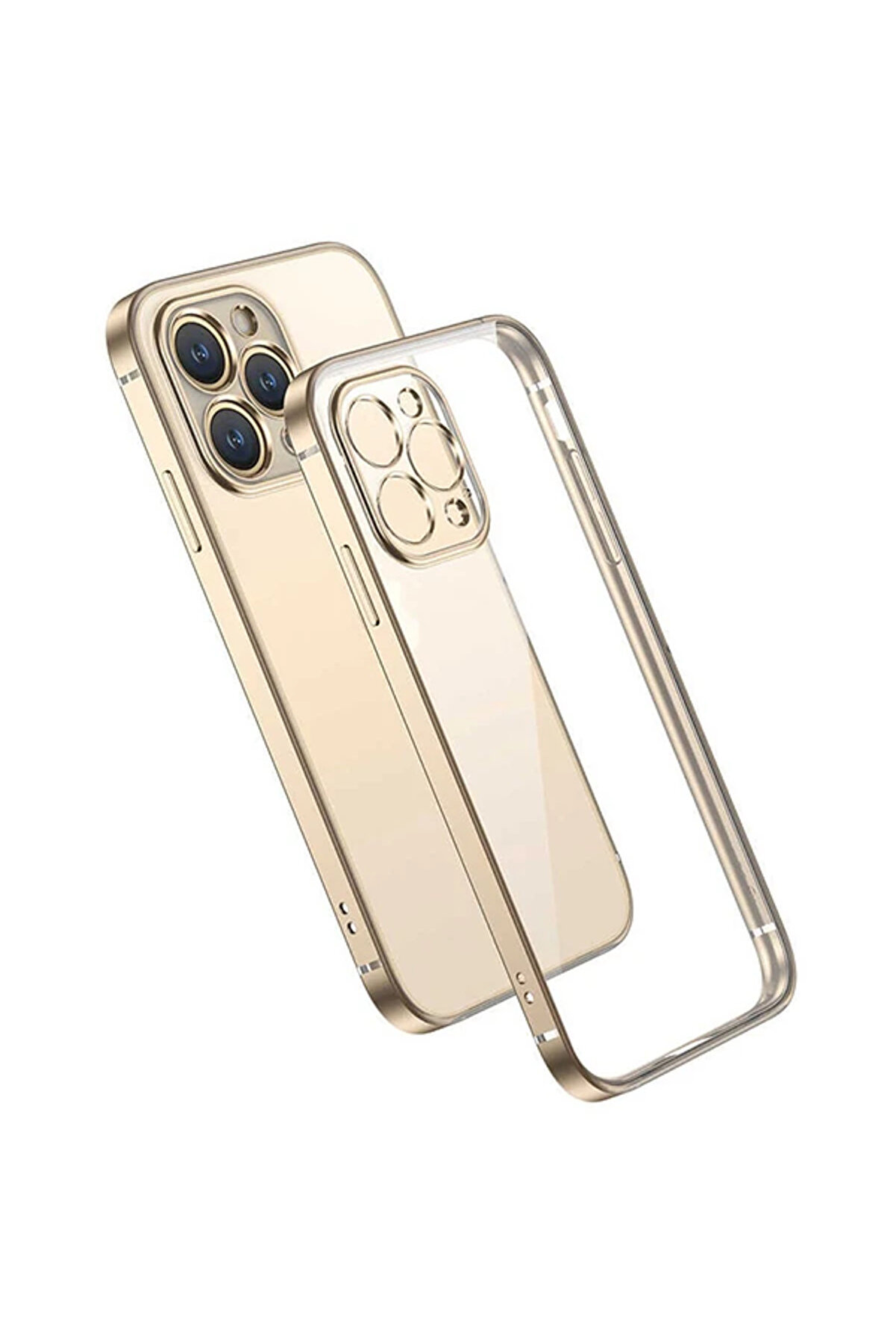 İphone 13 Pro Renkli̇ Kenar Şeffaf Kılıf Kamera Korumalı Si̇li̇kon Kılıf-(190 - Dropx7155-7207