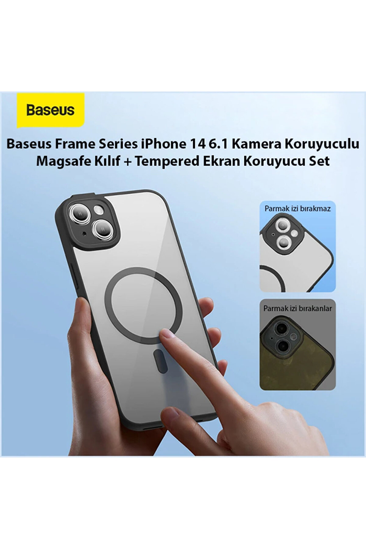 Frame Seri̇es İphone 14 6.1 Kamera Koruyuculu Magsafe Kılıf + Tempered Ekran Ko - Dropx3725-7753