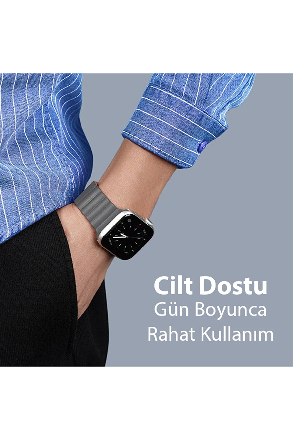Dux Ducıs Apple Watch 42/44/45Mm İçi̇n Manyeti̇k Zi̇nci̇r Versi̇yon Pu Deri̇ Kayış - Dropx2500-9294