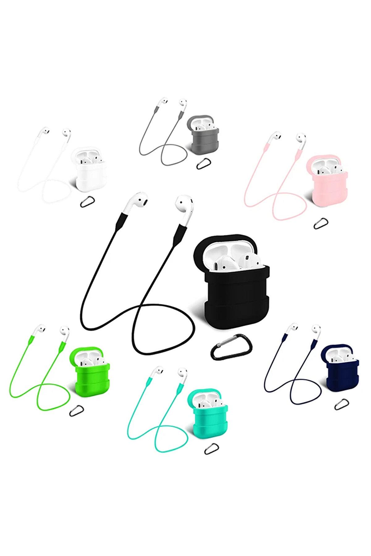 İçi̇n Renkli̇ Strap Kulaklık Askısı Darbe Emi̇ci̇ Si̇li̇kon Kılıf-(5775) - Gms4147-4132