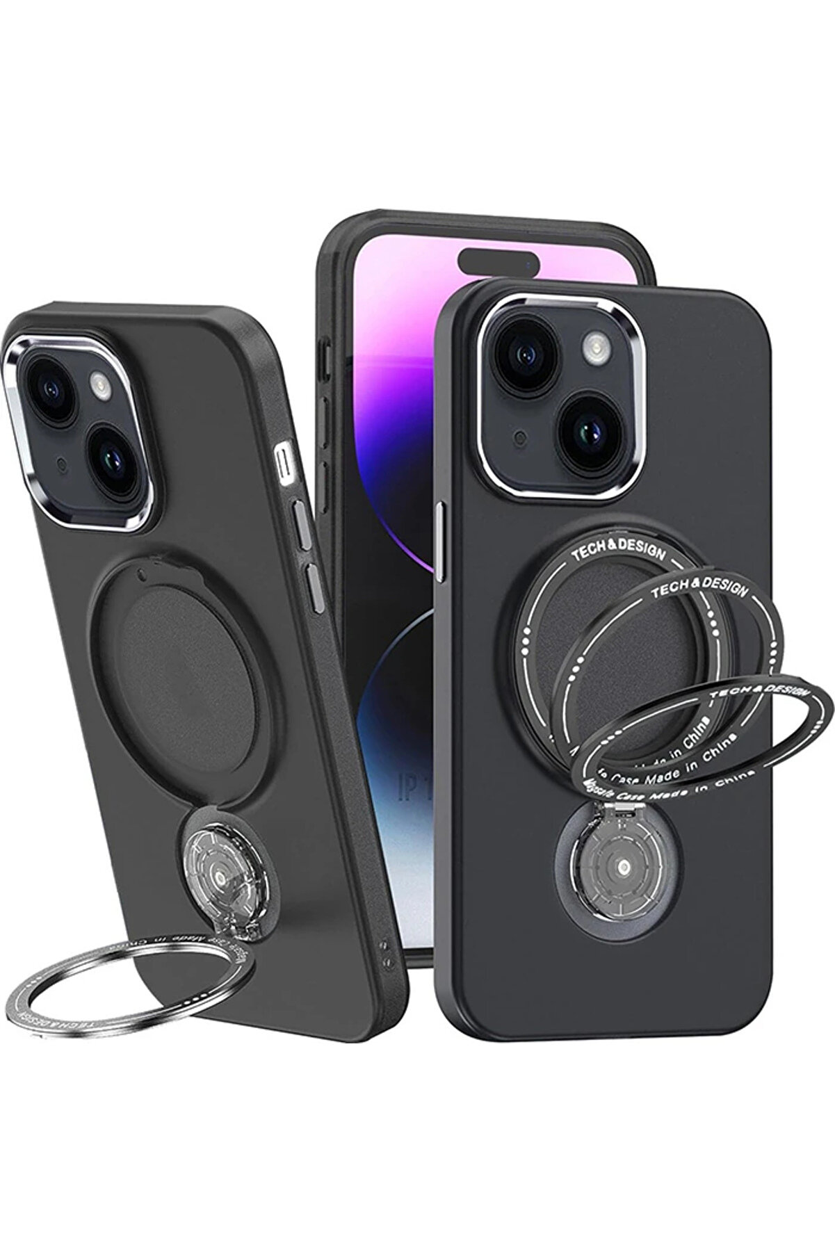 gizmurstore ALLY iPhone 15 İçin Magsafe Uyumlu Standlı Manyetik Silikon Kılıf-(5775) - GMS7862-9245