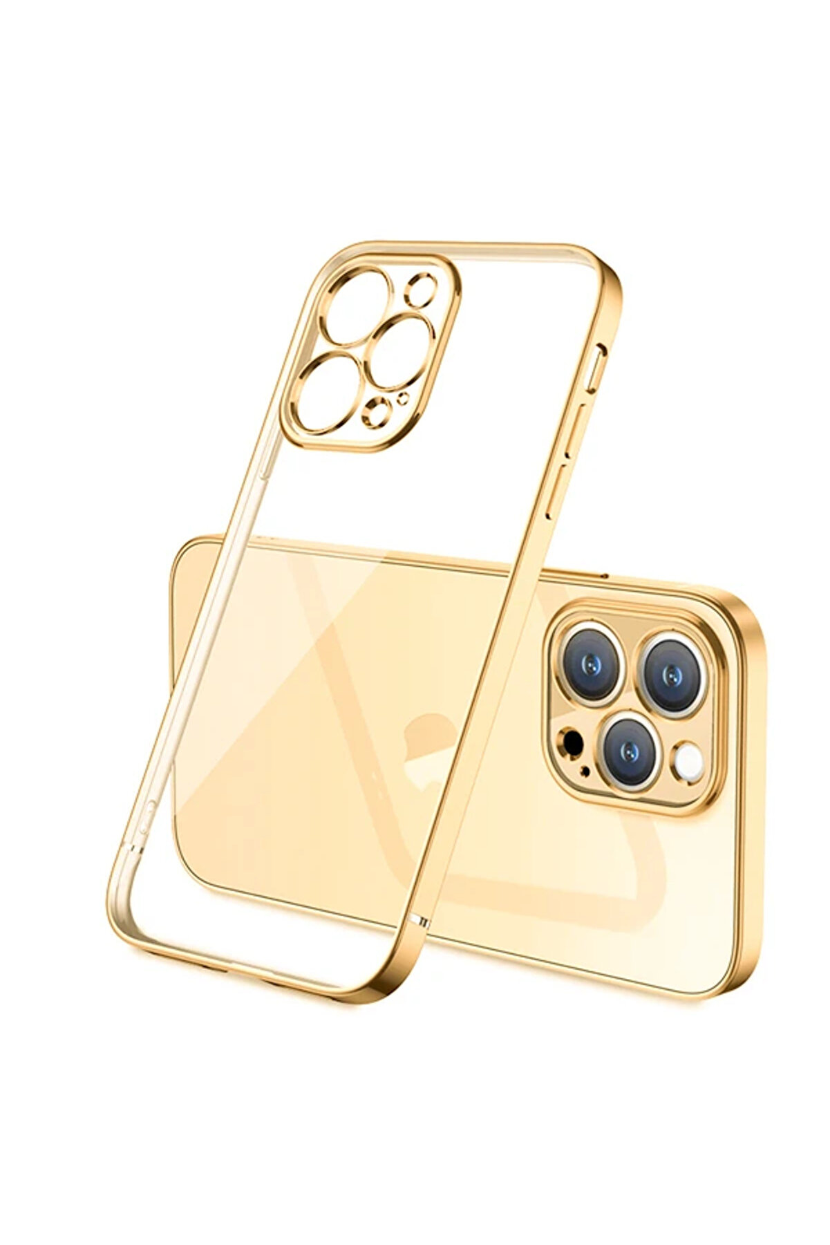 CepteToptan iPhone 13 Pro Renkli Kenar Şeffaf Kılıf Kamera Korumalı Silikon Kılıf-(190 - DROPX7155-7207