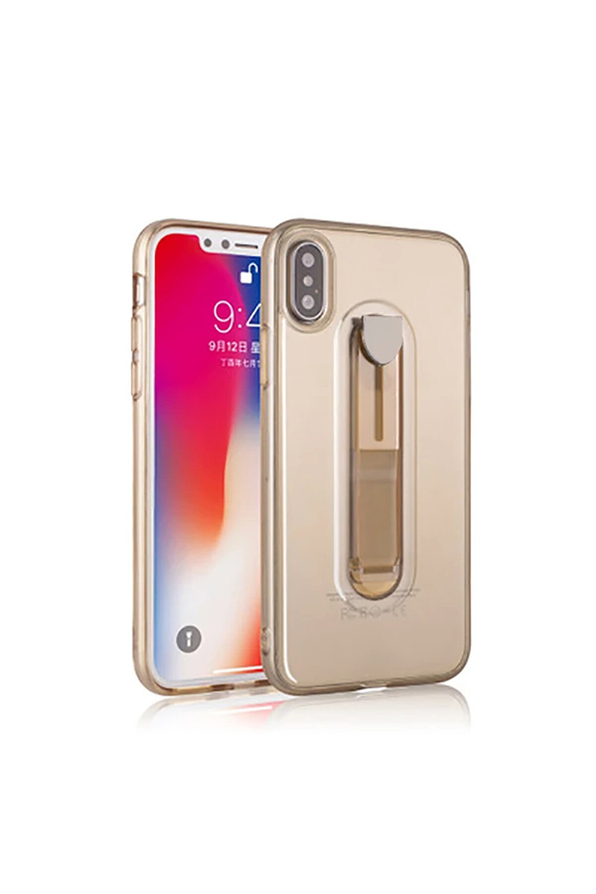 İphone X Xs Selfi̇e Yüzüklü Şeffaf Si̇li̇kon Kılıf-(5775) - Gms2035-4651