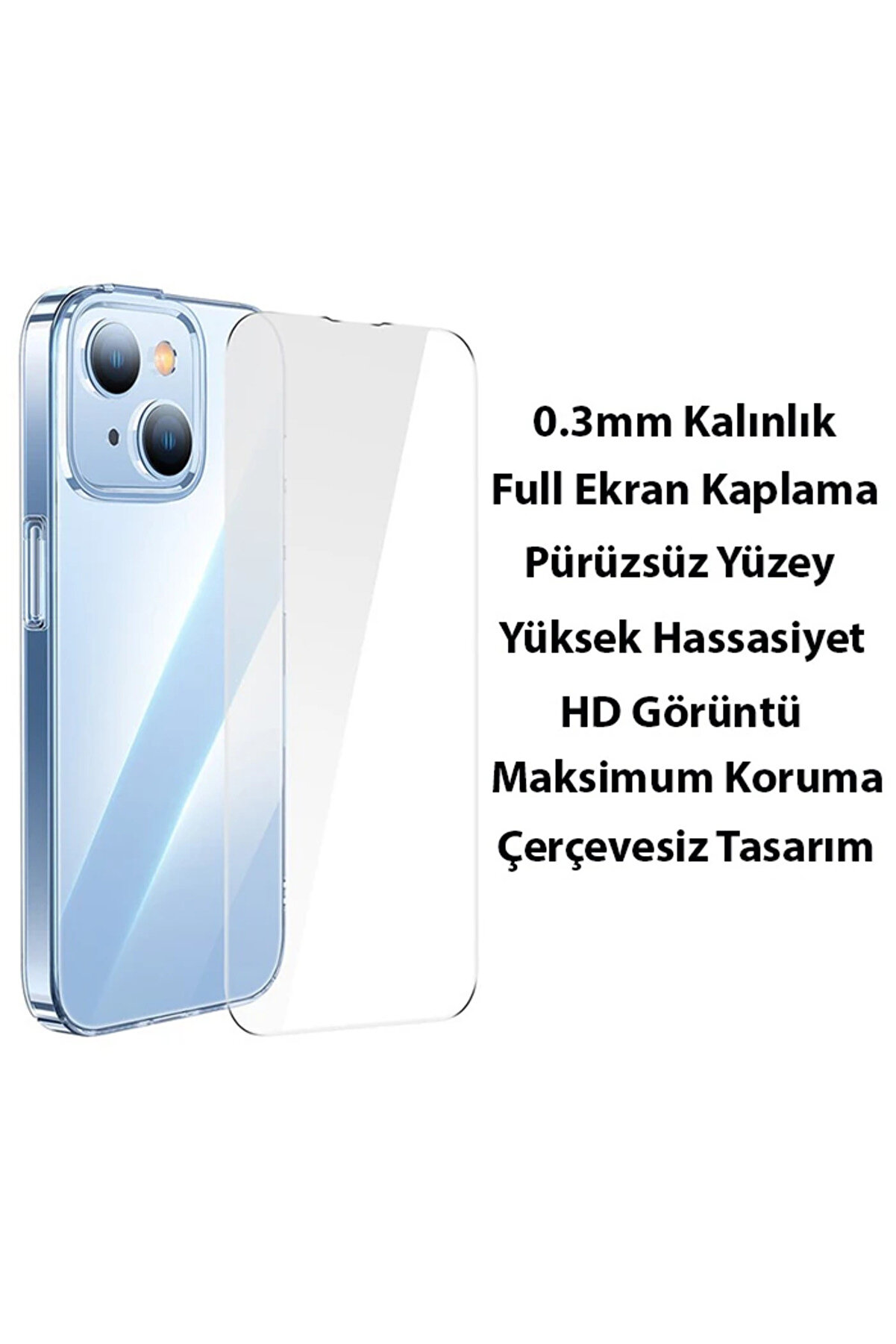 İphone 15 Crystal Seri̇si̇ Si̇li̇kon Kılıf + Tempered Ekran Koruyucu Set-(1903) - Dropx8377-1201