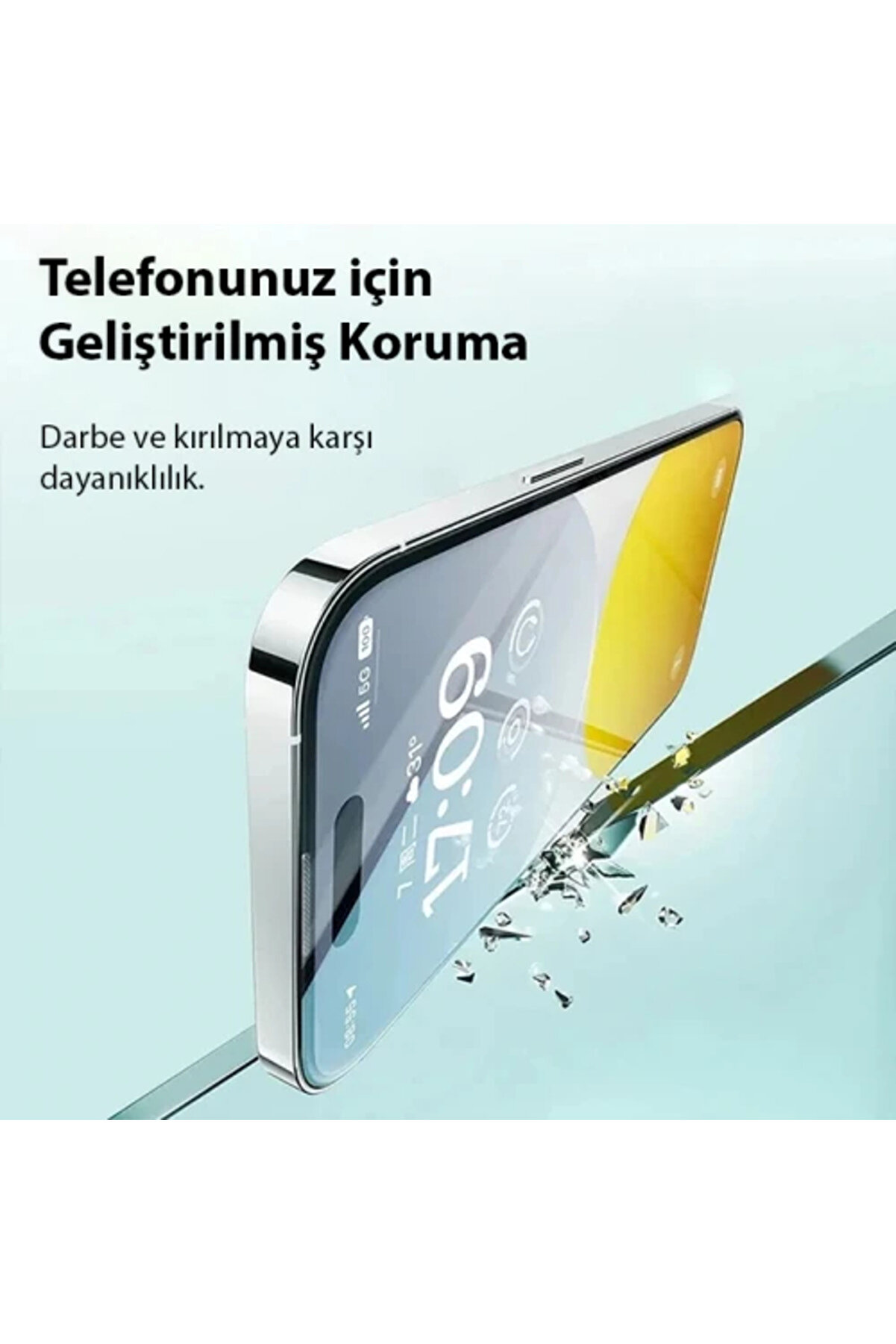 Crystal İphone 15 Full Koruma Eye-Protecti̇on Tempered Cam Ekran Koruyucu-(1903) - Dropx5534-1384