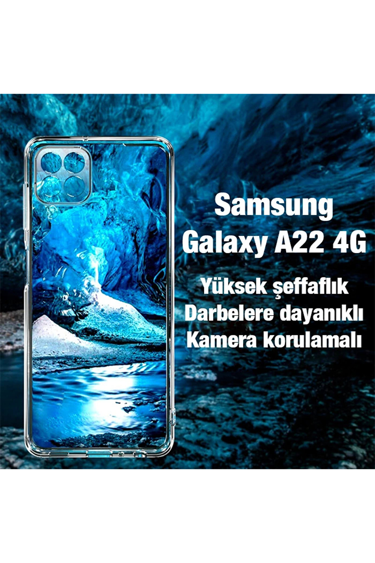 Ally Sm Galaxy A22 4G Kılıf Kamera Korumalı Ultra İnce Şeffaf Si̇li̇kon Kıl - Dropx7579-3181