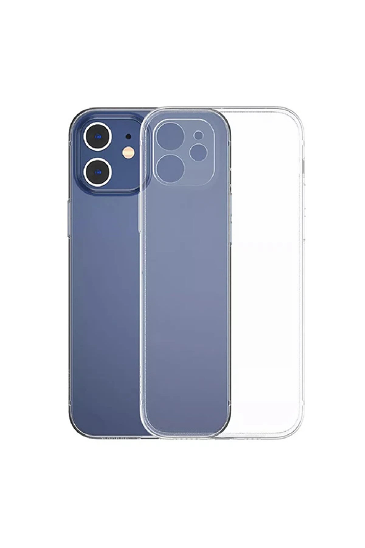 CepteToptan Simple Case iPhone 12 6.1 İnce Şeffaf Silikon Kılıf Kamera Korumalı-(1903) - DROPX1701-4292