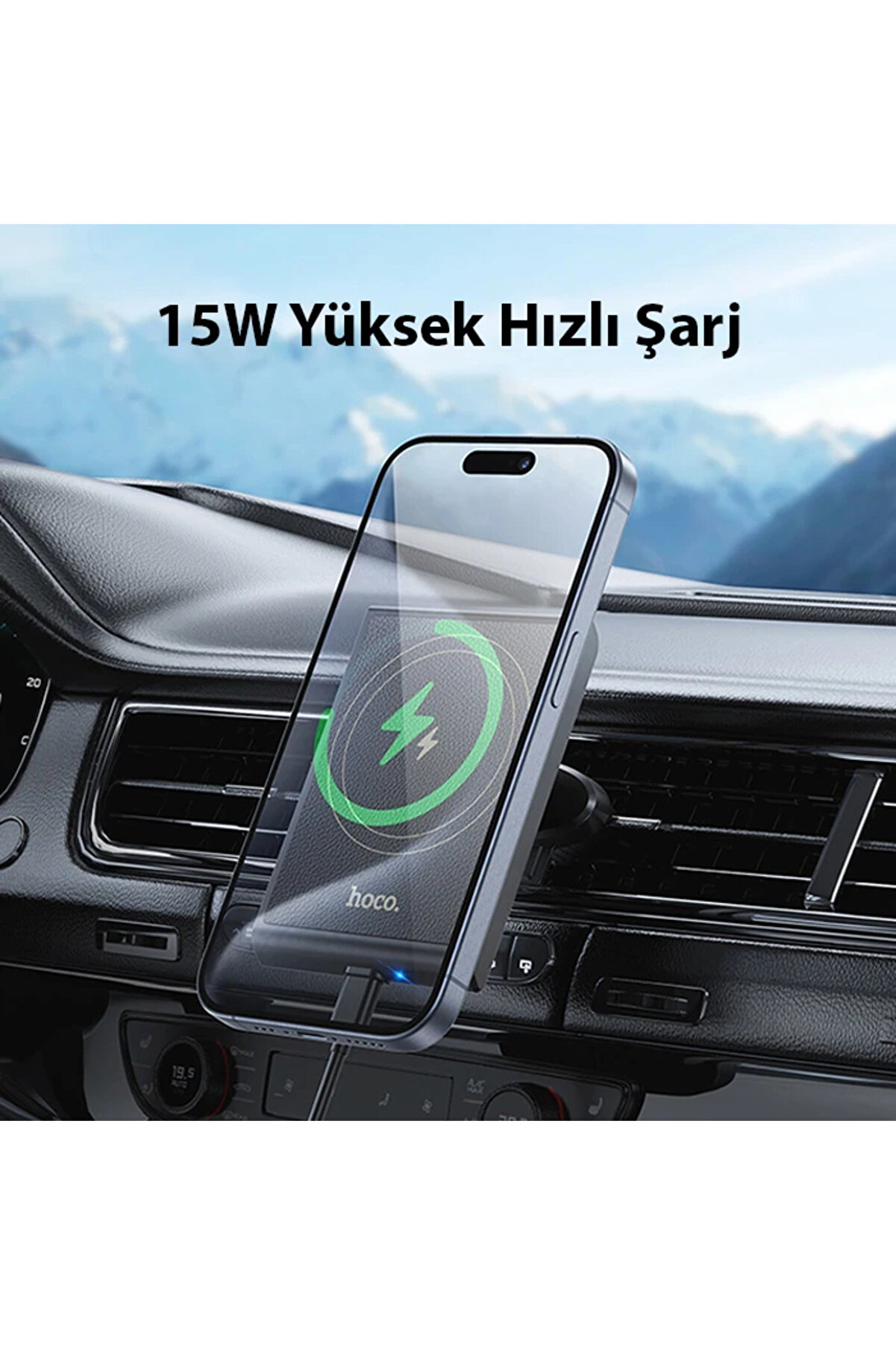 Hoco Hw19 Kli̇ma Havalandırma Bölmesi̇ Wi̇reless Kablosuz Hızlı Şarj Araç Tel - Dropx5757-8044
