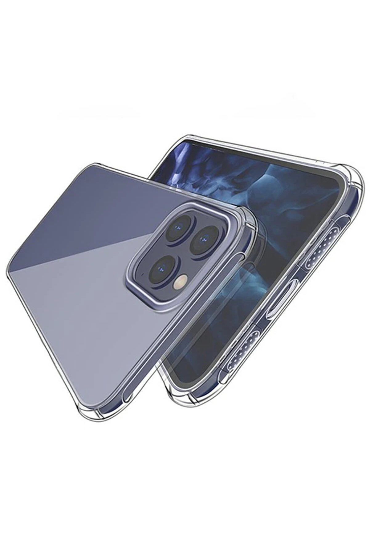 İphone 12 Pro Max 6.7 Anti̇-Drop Si̇li̇kon Kılıf Shockproof Şeffaf Kılıf-(5775) - Tygo5777-6852