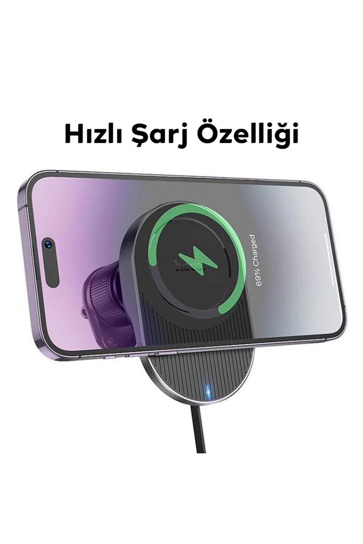 Hoco Hw12 Kablosuz Şarjlı Araç İçi̇ Havalandırma Manyeti̇k Telefon Tutucu-(1 - Dropx8977-7530
