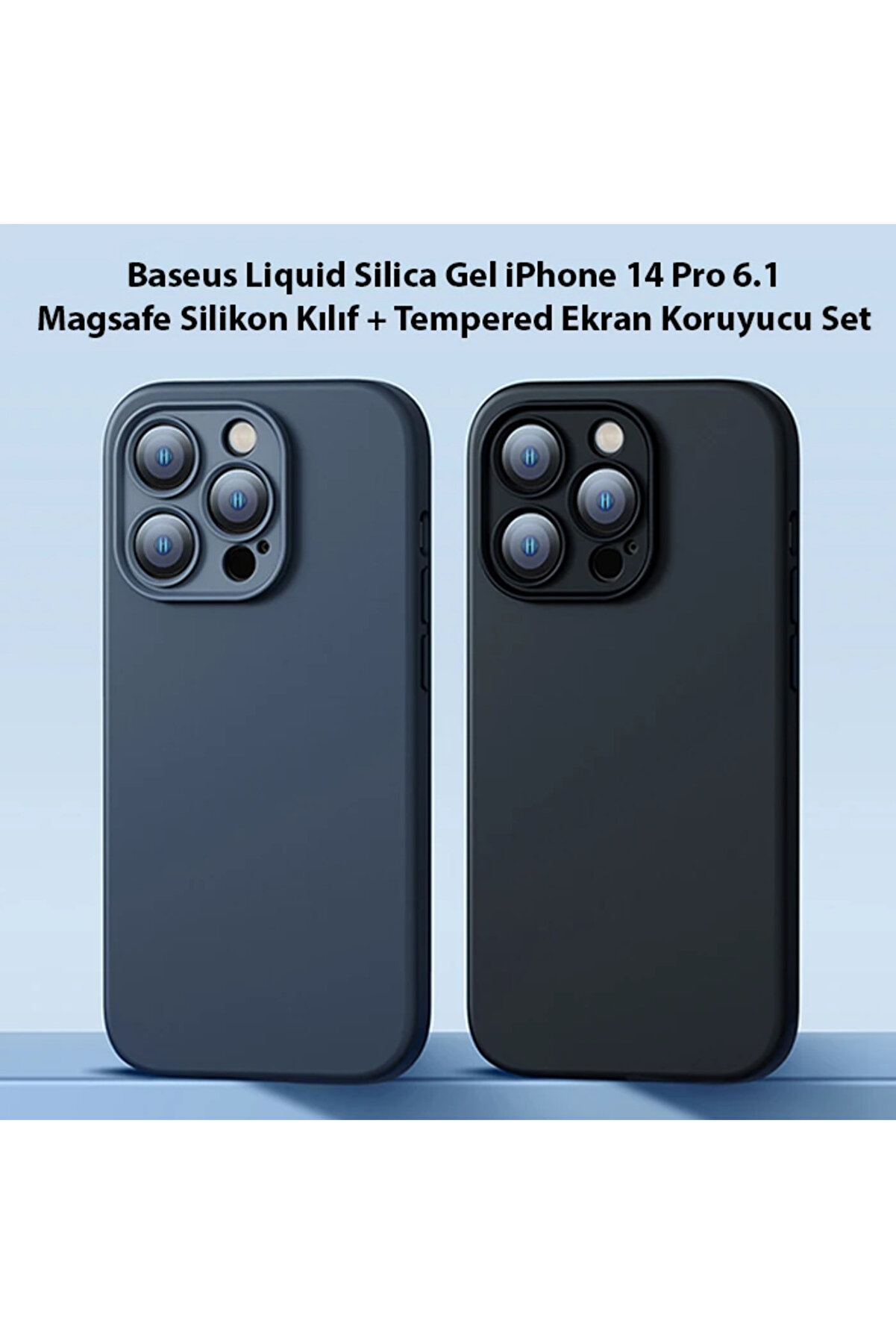 Li̇qui̇d Si̇li̇ca Gel İphone 14 Pro 6.1 Magsafe Si̇li̇kon Kılıf + Tempered Ekran Koruyuc - Gms4102-1217