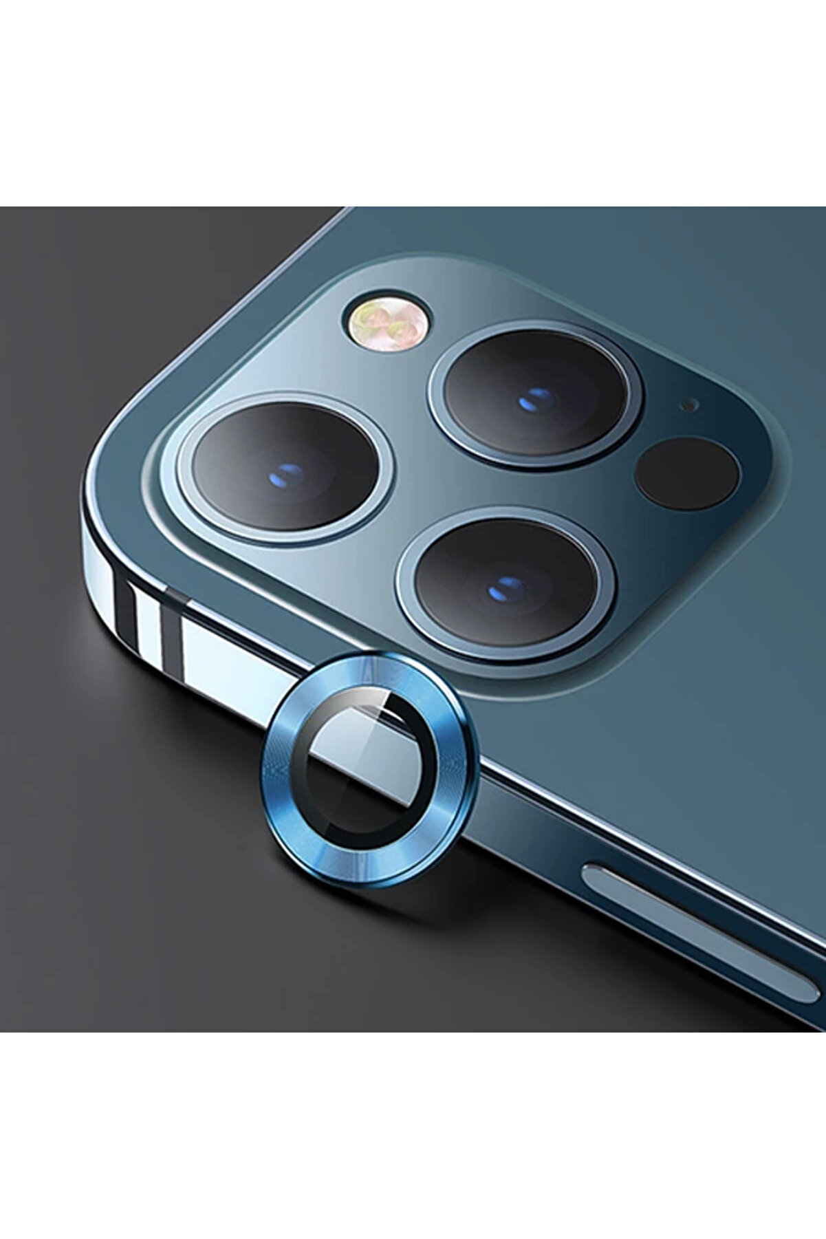 gizmurstore USAMS İphone 12 Pro 3D Metal Çerçeveli Kamera Lens Koruyucu-(5775) - GMS2109-9050