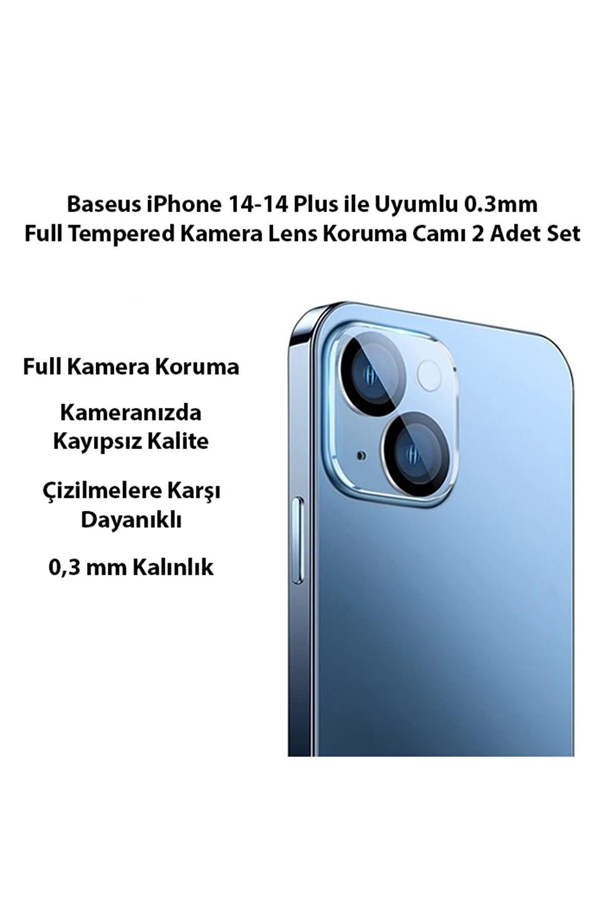İphone 14-14 Plus İle Uyumlu 0.3Mm Full Tempered Kamera Lens Koruma Camı 2 Adet - Dropx9259-7126