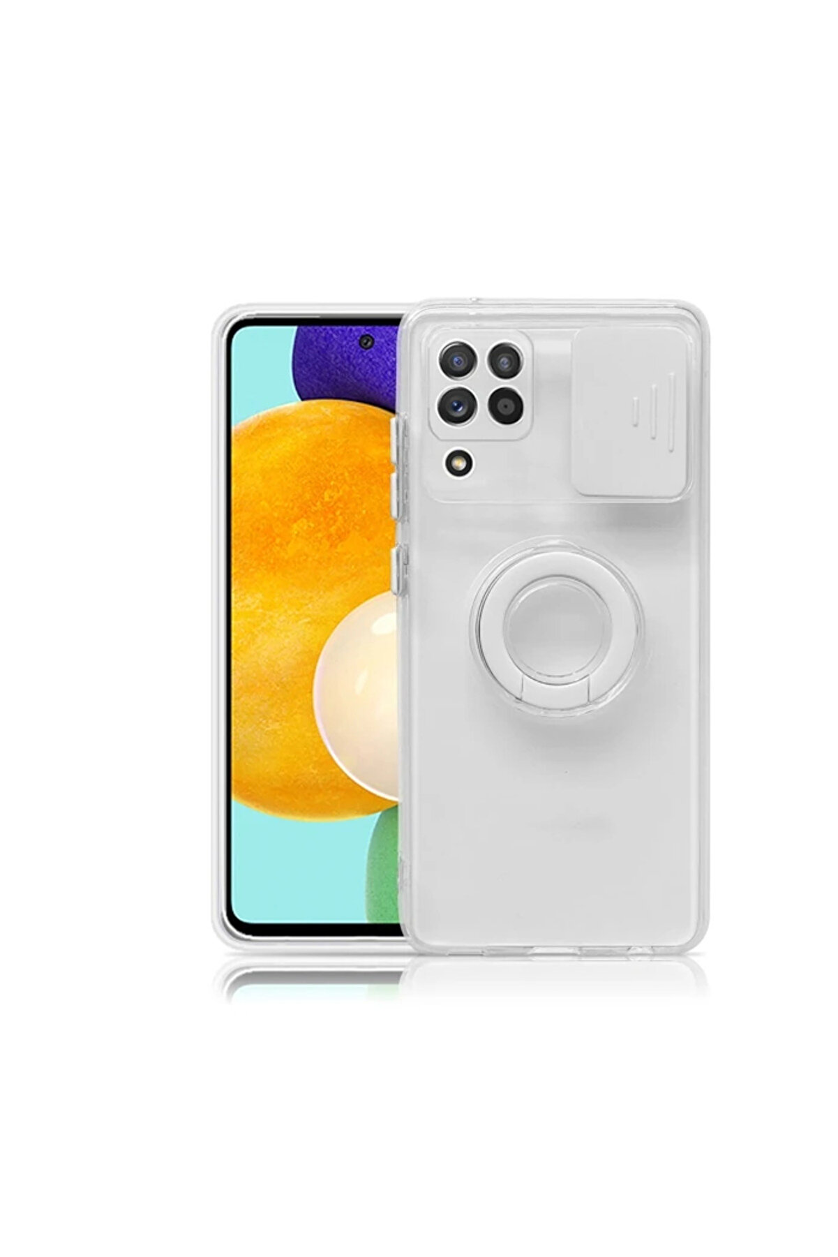 gizmurstore SM Galaxy A12 - M12 - F12 Kılıf Sürgülü Kamera Lens Korumalı Yüzük Standlı - GMS4253-4028