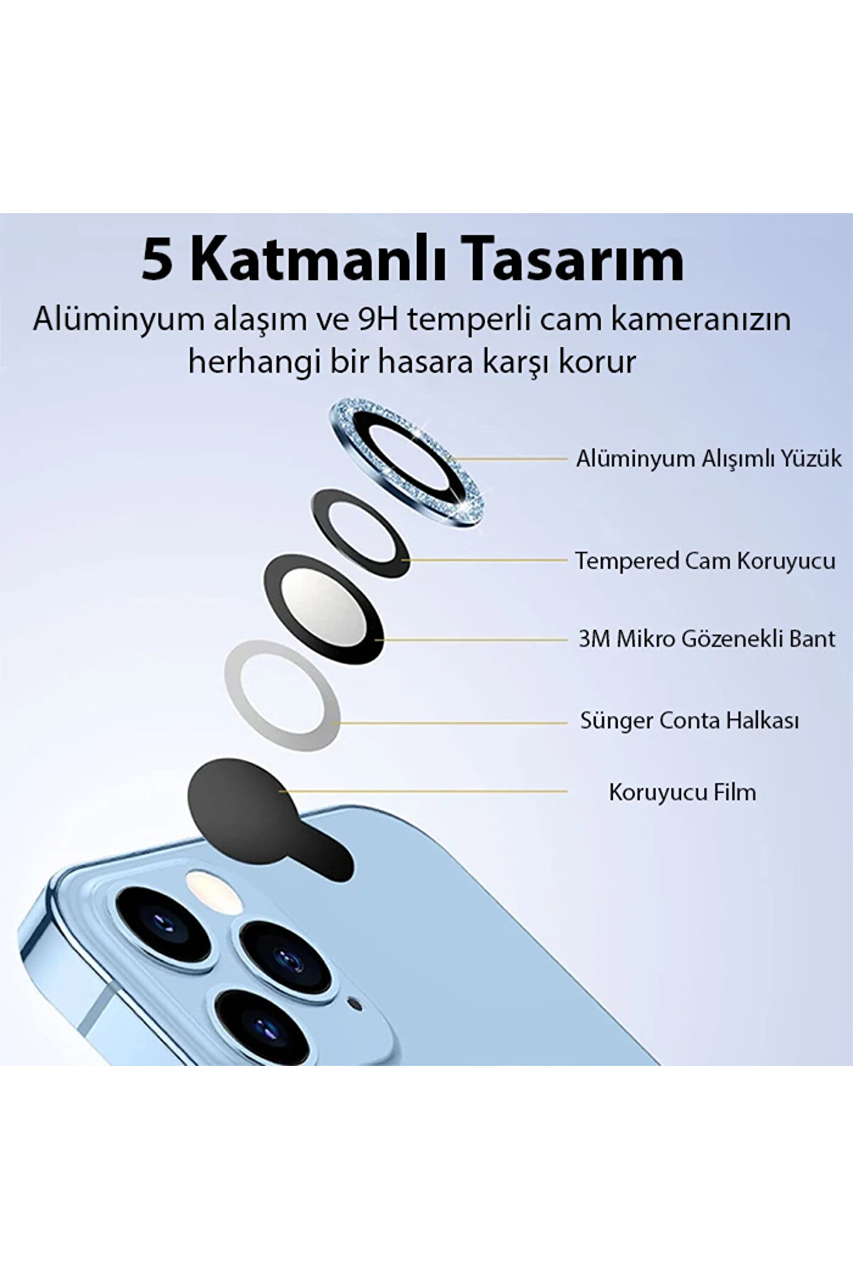 Ally İphone 14 Pro-14 Pro Max Di̇amond Taş İşlemeli̇ Alümi̇nyum Alaşımlı Kamera - Gms4843-9883