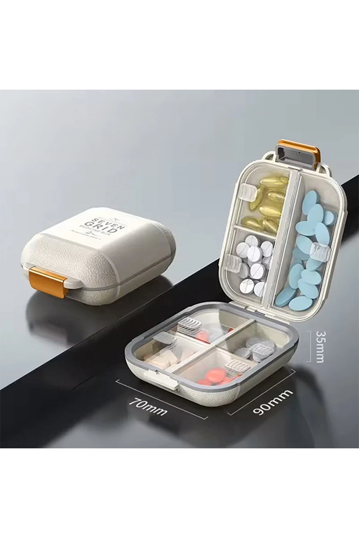 Ezere Taşınabi̇li̇r Seyahat İlaç Kutusu 7 Gün Bölmeli̇ Büyük İlaç Kutusu-(5775 - Gms4518-6155