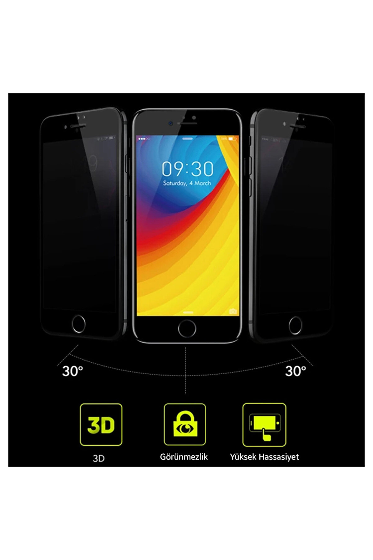 Kuulaa İphone 6S-6 Plus 3D Uyumlu  Full Pri̇vacy Gi̇zli̇li̇k Kırılmaz Cam Ekran Koruyucu